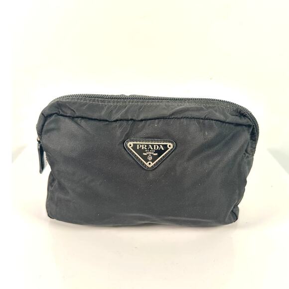 Vintage Prada Nylon Cosmetic Pouch Black - Picture 1 of 11